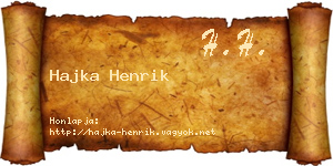Hajka Henrik névjegykártya